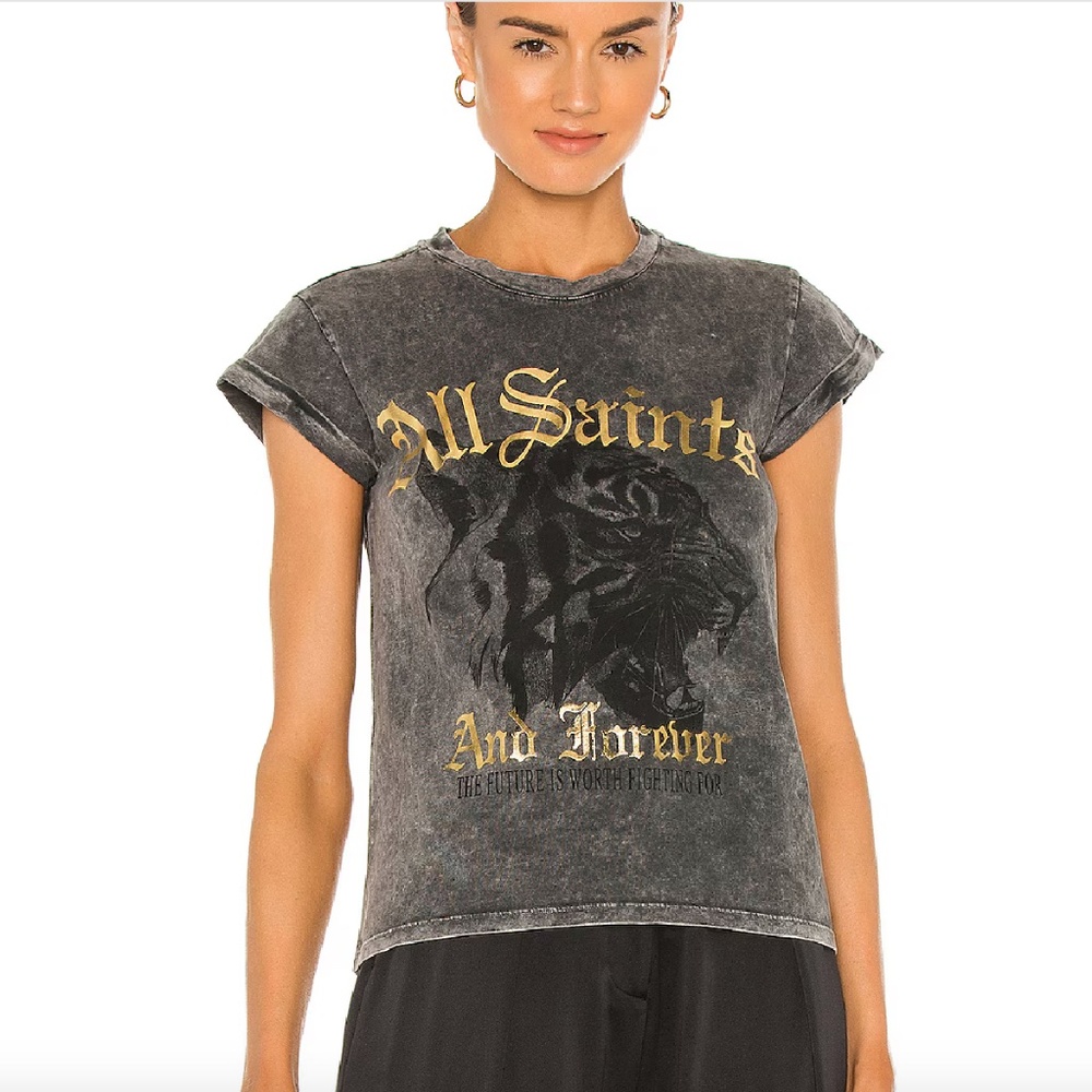AllSaints Acid Washed Forever Tiger Anna Tee